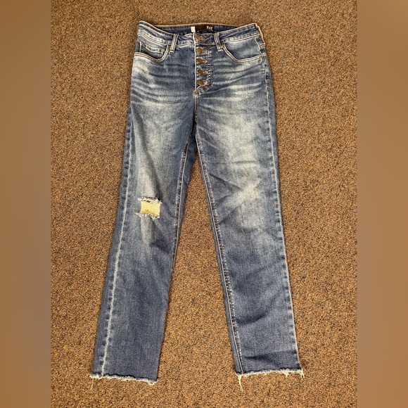 Kut from the Kloth Rachel Fab Ab Mom Jean High Rise Button Fly Distressed Sz 4 - Picture 1 of 11